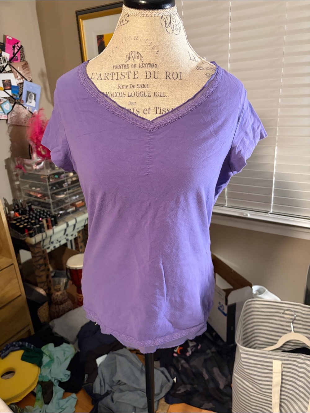 Coldwater Creek Lavender V-Neck Short Sleeve Women’s Top - Medium